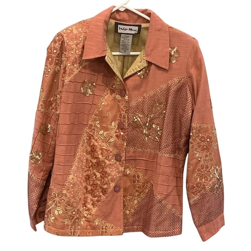 Indigo‎ Moon Lace Overlay Jacket Mauve Indie Boho Art To Wear Fairy Grunge XS